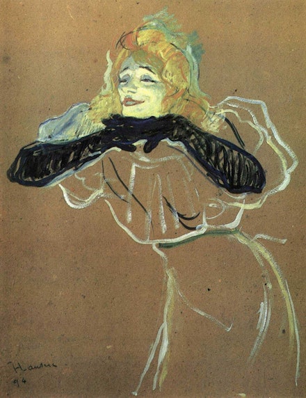 Henri de Toulouse-Lautrec, <em>Yvette Guilbert Singing “Linger Longer Loo”</em>, 1884. Pushkin Museum, Moscow.