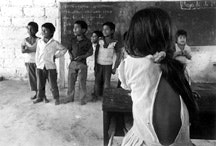 Zapatista children at school from the village of La Realidad.
All Zapatista children are obligated when young to go to school. Chiapas.