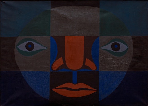 Faith Ringgold, <em>Black Light Series #1: Big Black</em>, 1967. Oil on canvas, 30 ¼ x 42 ¼ in. (76.8 x 107.3 cm). Pérez Art Museum Miami, Museum purchase with funds provided by Jorge M. Pérez and the John S. and James L. Knight Foundation. © Faith Ringgold / ARS, NY and DACS, London, courtesy ACA Galleries, New York 2022. 