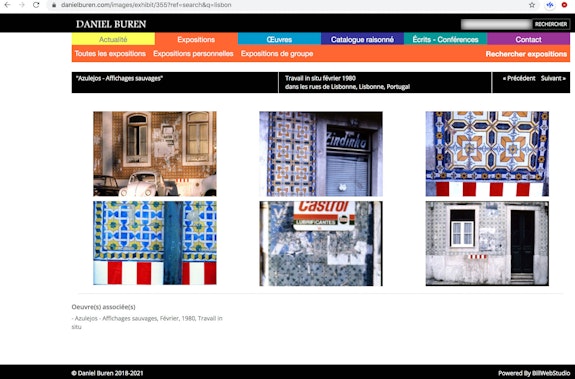 Screenshot from Buren's website archive documenting his Azulejos - 