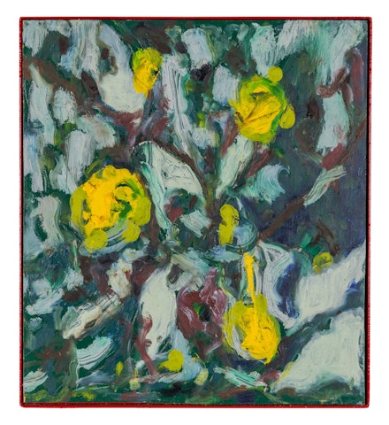 Peter Nadin, <em>Lemon or Yellow</em>, 2020. Oil on panel, 20 ¾ x 18 ¾ in. Courtesy of the artist and Off Paradise, New York.