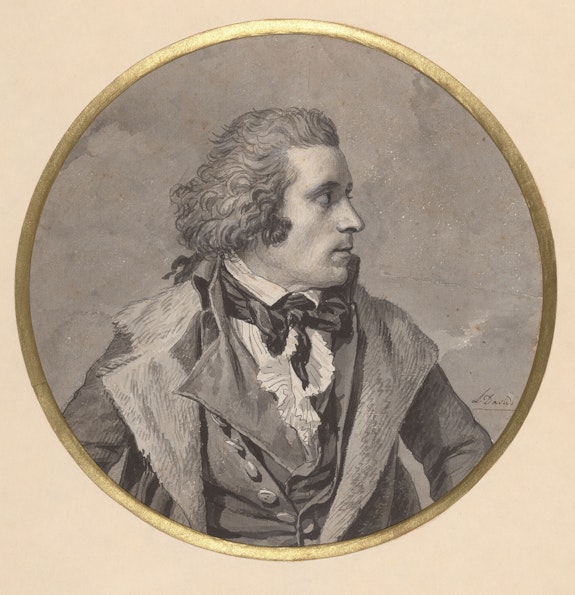 Jacques Louis David, <em>Portrait of a Man</em>, 1795. Pen and black ink, brush and gray wash, over traces of black chalk, 7 5/16 inch diameter. Private collection, New York. © The Metropolitan Museum of Art. Photo: Mark Morosse.
