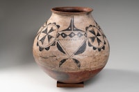 <p>San Ildefonso Pueblo, ca.1780. Storage jar, black-on-cream earthenware. Barnes Foundation, Philadelphia.</p>