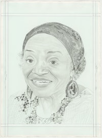 Portrait of Faith Ringgold. Pencil on paper by Phong H. Bui. Based on a photograph by Robert Banat.