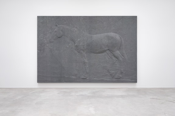 Charles Ray, <em>Two Horses</em>, 2019. Granite. 120  3/8  x 178 ¼ x 8 ½ in. (306 x 453 x 22 cm) Photo: Charles Ray. © Charles Ray. Courtesy Matthew Marks Gallery.