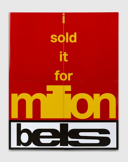 Nora Turato, <em>i sold it for million bells</em>, 2022. Vitreous enamel on steel in four parts, overall: 94 1/2 x 75 5/8 inches. © Nora Turato. Courtesy the artist and 52 Walker, New York.