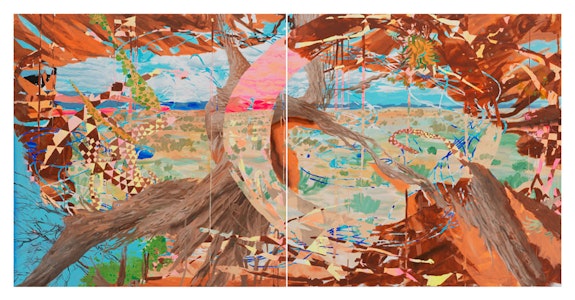 Esteban Cabeza de Baca, <em>Sowing Seeds for Spring</em>, 2020. Acrylic on canvas, 60 x 120 inches. Signed and dated, verso. Courtesy Garth Greenan Gallery.