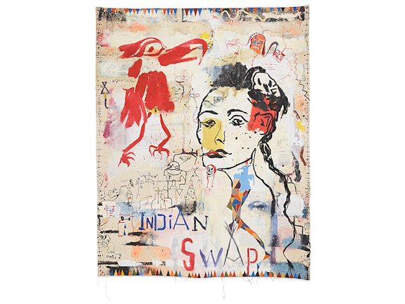 Brad Kahlhamer, <em>Indian Swap</em>, 2020. Oil on canvas, 75 3/4 x 60 inches. Courtesy the artist and Garth Greenan Gallery, New York.