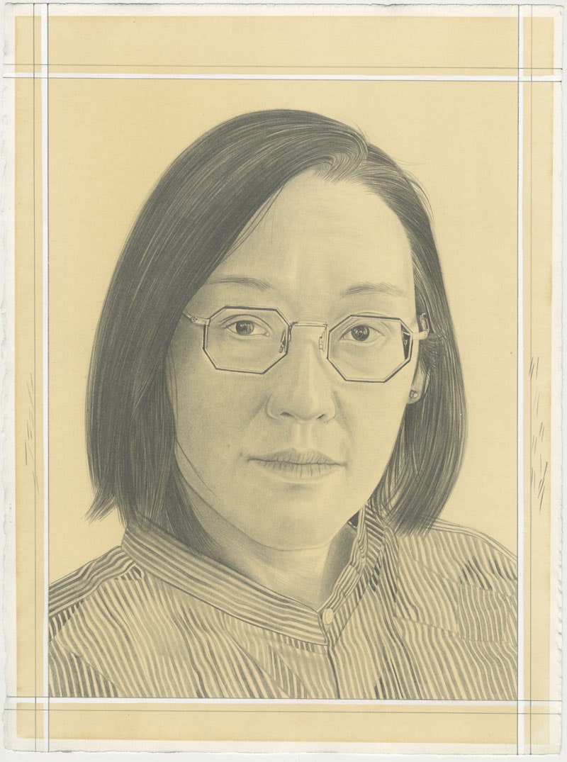 Portrait of Christine Kuan. Pencil on paper by Phong H. Bui
