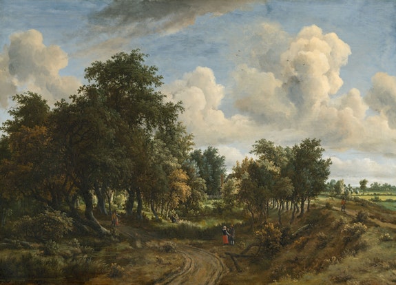 Meindert Hobbema, <em>A Wooded Landscape</em>, 1663. Oil on canvas, 37 5/16 x 51 3/8 inches. National Gallery of Art, Washington.