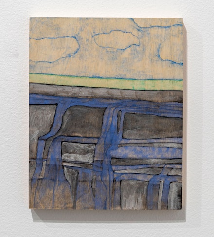 Lucy Mullican, <em>Home Under The Ground</em>, 2021. Watercolor on board 10 x 8 inches. Courtesy Olympia, New York.
