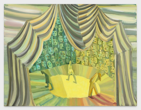 Judith Linhares, <em>Crowd</em>, 2022. Oil on linen, 60 x 78 inches. Courtesy P.P.O.W., New York.