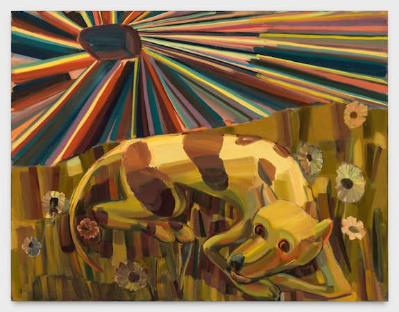 Judith Linhares, <em>Dark Star</em>, 2022. Oil on linen, 40 x 52 inches. Courtesy P.P.O.W., New York.