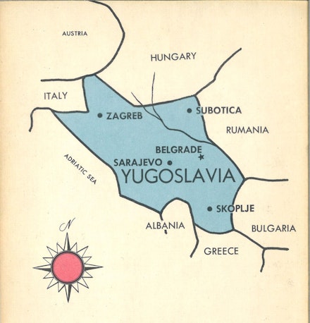 Map of Yugoslavia from world geography textbook, 1950s. 