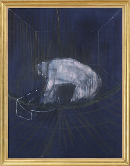 Francis Bacon, <em>Man at a Washbasin</em>, ca. 1954. Oil on canvas, 59 7/8 x 45 5/8 inches. © The Estate of Francis Bacon. All rights reserved. / DACS, London / ARS, NY 2022.