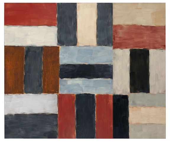 Sean Scully, <em>Chelsea Wall #1</em>, 1999. Oil on canvas, 110 x 132 inches. Courtesy the Philadelphia Museum of Art, 2022. © Sean Scully.