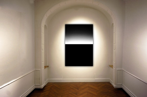Silvio Wolf, <em>Horizon Black and White and Blue</em>, 2008, cm 160x105, c-print face mounted to plexiglas, back mounted to Dibond. Installation view, <em>Before the Time</em>, Casa Museo Boschi Di Stefano, Milan, 2022.