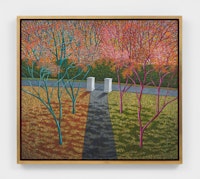 Scott Kahn, <em>The Gate</em>, 2021-22. Oil on panel, 32 x 36 x 1 1/2 inches (unframed), 34 1/2 x 38 1/2 x 2 1/2 inches (framed). Courtesy the artist and Almine Rech.