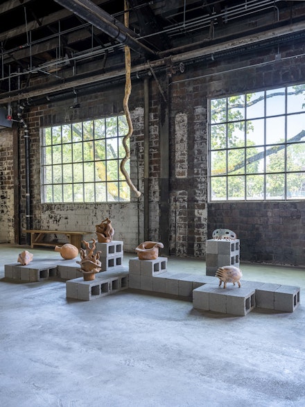 Installation view: <em>Assembly 1: Unstored, Contemporary Sculpture from Mexico</em>, Assembly, Monticello, New York, 2022-23. Courtesy Assembly. 