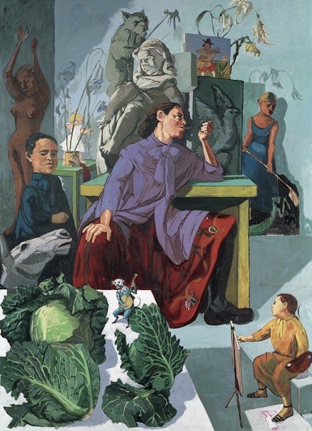 Paula Rego, <em>The Artist in her Studio</em>, 1993. Acrylic paint on canvas, 70 3/4 x 51 1/4 inches. © Leeds Museums and Galleries, UK/Bridgeman Images © Paula Rego.