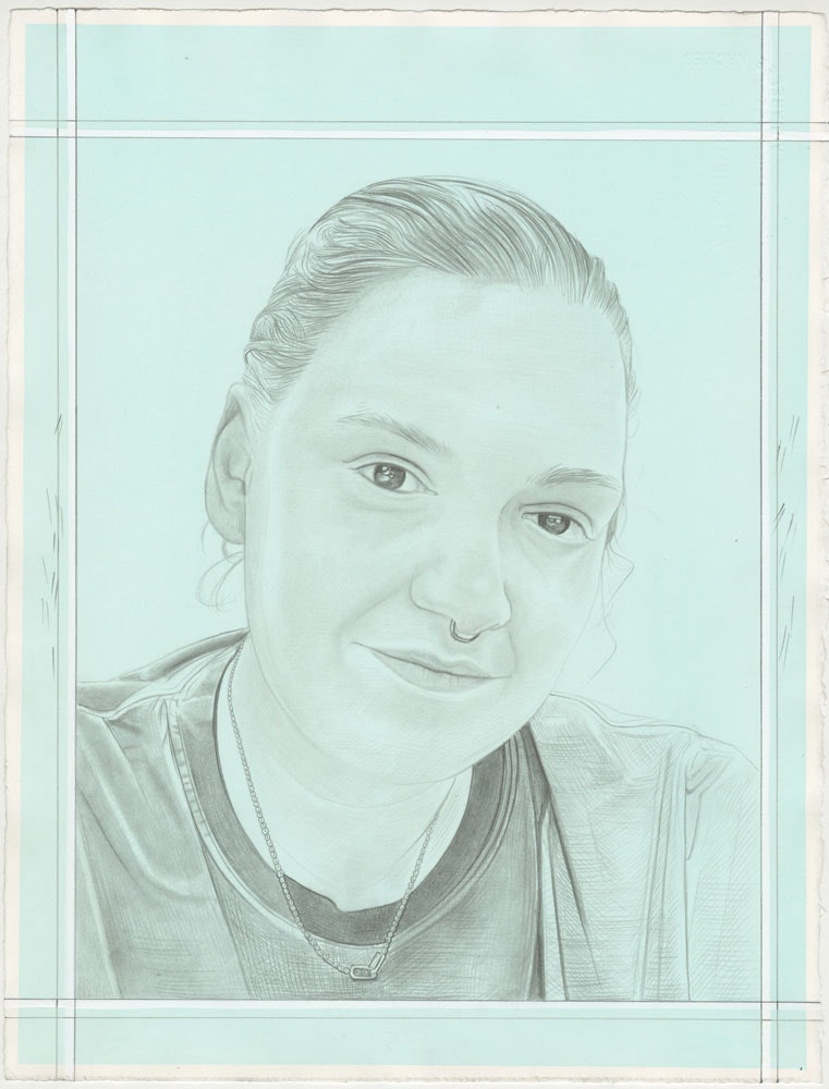 Portrait of Elle Pérez, pencil on paper by Phong H. Bui.
