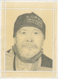 Portrait of Raphael Montañez Ortiz, pencil on paper by Phong H. Bui. 
