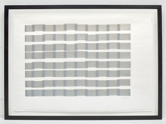 Vera Molnar, <em>8 Colonnes</em>, 1985. Computer-generated graphic ink on plotter paper. 9 x 12 5/8 inches. 