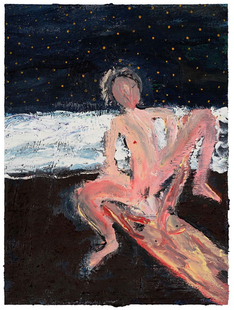 Matthew Wong, BEACH AT NIGHT, 2016. Acrylic on paper, 12 1/4 x 9 1/8 inches. Courtesy Cheim & Read. 