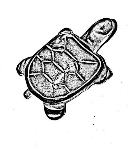 Turtle drawing by Erín Moure.  Reprinted from <em>Iron Goddess of Mercy</em> (Arsenal Pulp Press, 2021). Courtesy the artist.