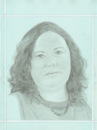 Portrait of Christina Quarles, pencil on paper by Phong H. Bui.