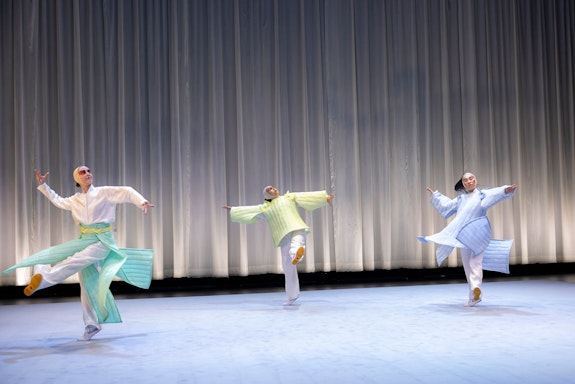 Julie McMillan Castellano, Pareena Lim, and Lai Yi Ohlsen in <em>Tiger Hands</em> by Benjamin Akio Kimitch, The Shed, as part of Open Call 2022. Photo: Erin Baiano.