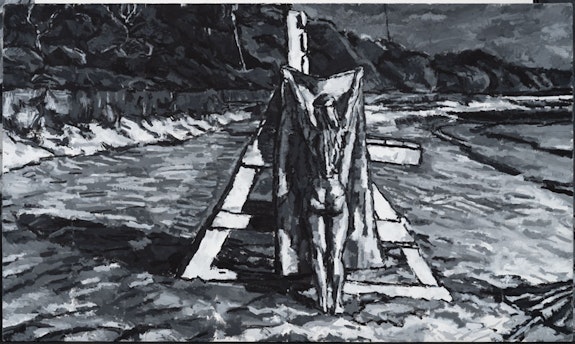 Graham Nickson, <em>Cape</em>, 1986. Acrylic on canvas, 32 x 54 in. Courtesy the artist and Betty Cuningham Gallery. 