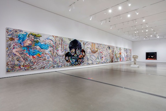 Installation view of <em>Takashi Murakami: Stepping on the Tail of a Rainbow</em> at The Broad, 2022. Photo: Joshua White / JWPictures.com Courtesy The Broad.