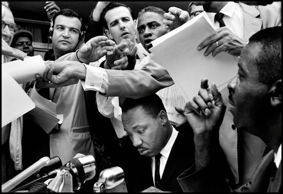 Bruce Davidson, <em>Martin Luther King, Jr. at press conference, Birmingham</em>, 1962. Gelatin Silver Print, Image: 8 11/16 x 12 15/16 inches, Paper: 11 x 13 15/16 inches. International Center of Photography. © Bruce Davidson | Magnum Photos.
