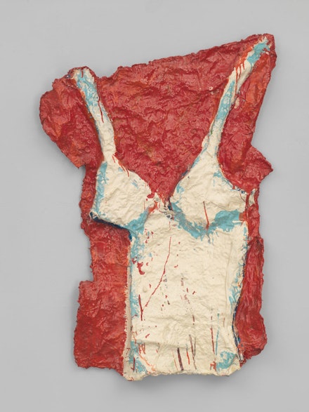 Claes Oldenburg, <em>Braselette</em>, 1961. Muslin, plaster, chicken wire and enamel, 40 5/8 × 29 1/8 × 4 inches. Whitney Museum of American Art, New York, NY. Gift of Howard and Jean Lipman (91.34.5). © Claes Oldenburg, courtesy Pace Gallery.