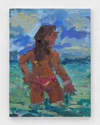 Todd Bienvenu, <em>Tiny Wedgie</em>, 2022. Oil on canvas, 16 x 12 x 3/4 inches. Courtesy the artist and Almine Rech.