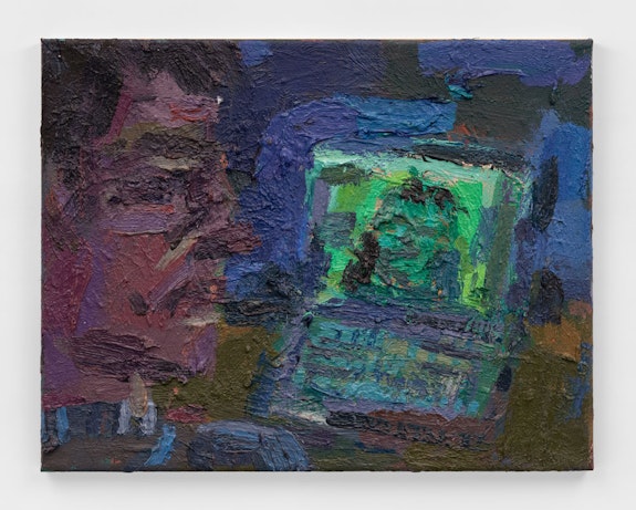 Todd Bienvenu, <em>Facetime</em>, 2022. Oil on canvas, 11 x 14 x 3/4 inches. Courtesy the artist and Almine Rech.