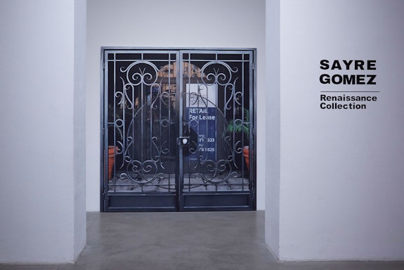 Installation view: <em>Sayre Gomez: Renaissance Collection, </em>Fondazione Sandretto Re Rebaudengo, Turin, Italy, 2022. Courtesy the artist and Fondazione Sandretto Re Rebaudengo.