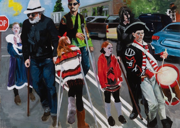 Eric Fischl, The Parade Returns, 2022. Acrylic on linen, 68 x 96 inches. © Eric Fischl / Artist Rights Society (ARS), New York. Courtesy the artist and Skarstedt, New York.