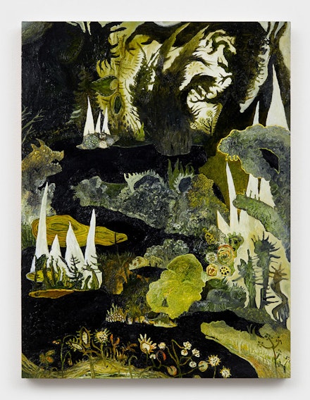 Mark Laver, <em>Ghost Mountain Deluge</em>, 2022. Oil on wood panel, 48 x 36 inches. Courtesy the artist and Ricco/Maresca. 