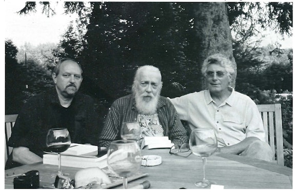 David Levi Strauss, Peter Lamborn Wilson, and author Christopher Bamford, who died a week before Peter did, May 2008. Photo: Betsy Spears.