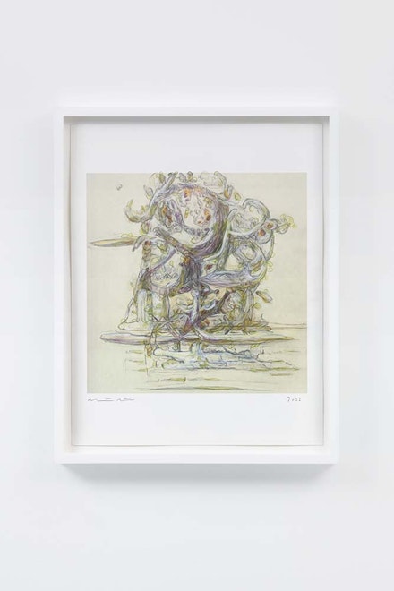 Matthew Ritchie, <em>Leaves</em>, 2022. Ink, wax and graphite on paper, 15 1/2 x 12 1/4 inches. Courtesy James Cohan.