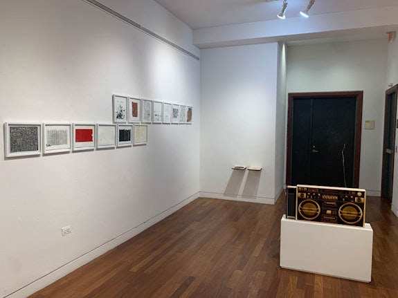 Installation view of <em>Can't Stop Won't Stop: Meditations on Resilience</em> at the LeRoy Neiman Center for Print Studies, 2022. Courtesy the LeRoy Neiman Center for Print Studies.  
