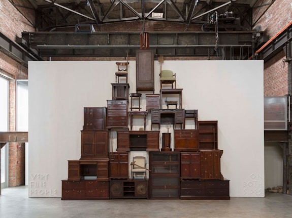 Installation view: <em>Henrike Naumann: Re-Education,</em> SculptureCenter, New York, 2022. Benjamin Moore 