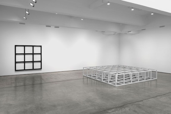 Installation view:<em> Sol LeWitt: Wall Drawings & Structures</em>, Paula Cooper Gallery, New York, 2022. © 2022 The LeWitt Estate / Artists Rights Society (ARS), New York. Courtesy Paula Cooper Gallery, New York. Photo: Steven Probert.