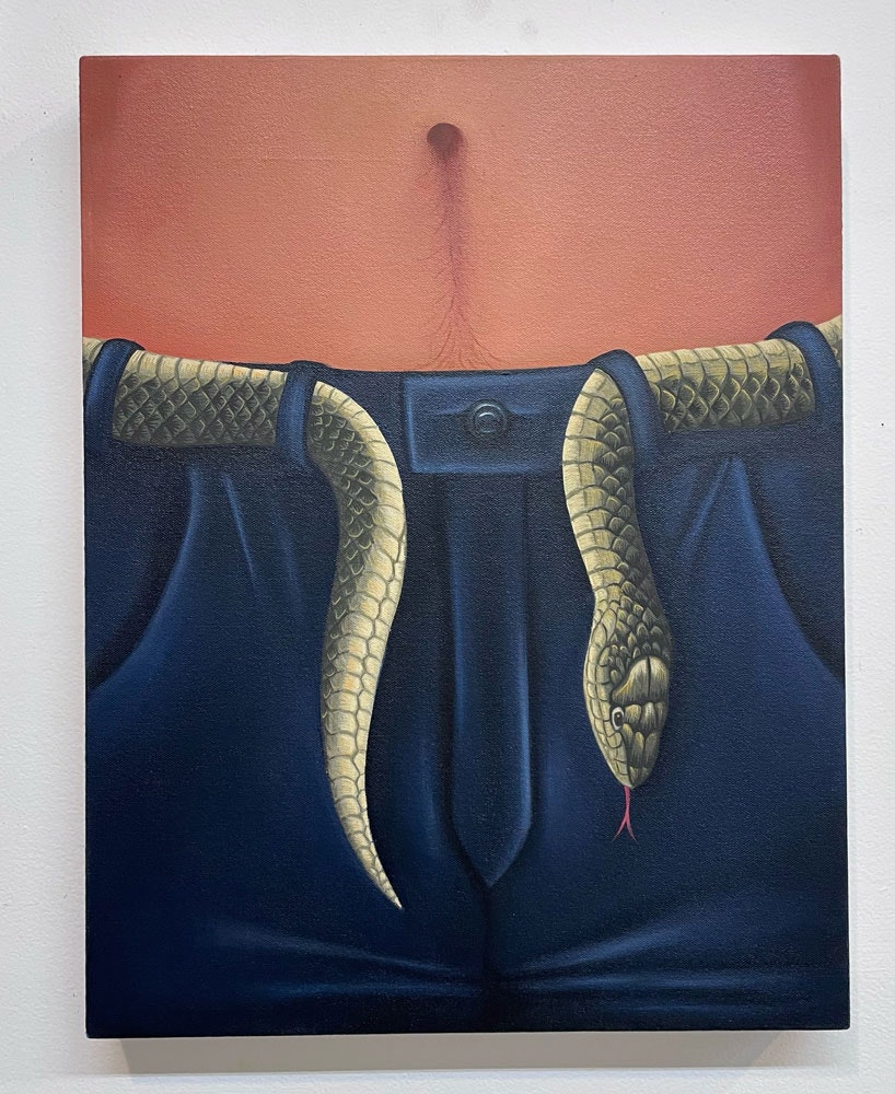 Julie Curtiss, <em>The Sinner</em>, 2022. Oil and acrylic on canvas. 18 x 14 inches. Courtesy the artist; Anton Kern Gallery, New York; and White Cube, London.