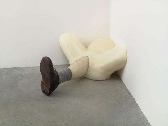Robert Gober, <em>Man Coming Out of Woman</em>, 1993–1994. Beeswax, human hair, sock, leather shoe. Courtesy the artist and Matthew Marks Gallery, New York. Photo: Ron Amstutz
