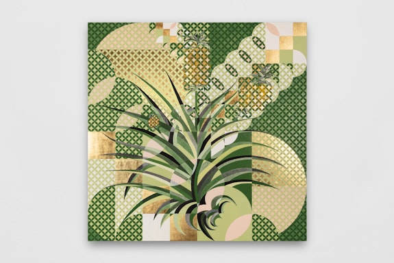 Gabriel Orozco, <em>Pineapple</em>, 2022. Tempera and gold leaf on linen canvas, 78 3/4 x 78 3/4 inches. © Gabriel Orozco. Photo © White Cube (Gerardo Landa Rojanol).
