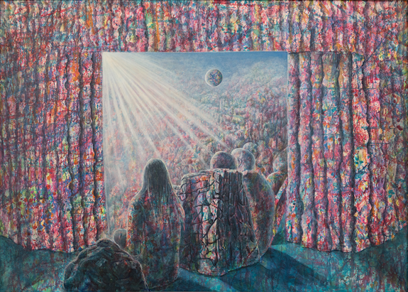 Olga Spiegel, <em>Watching the Light, </em>1985. Oil on canvas, 62 x 86 inches. Courtesy the artist and Andrew Edlin Gallery.