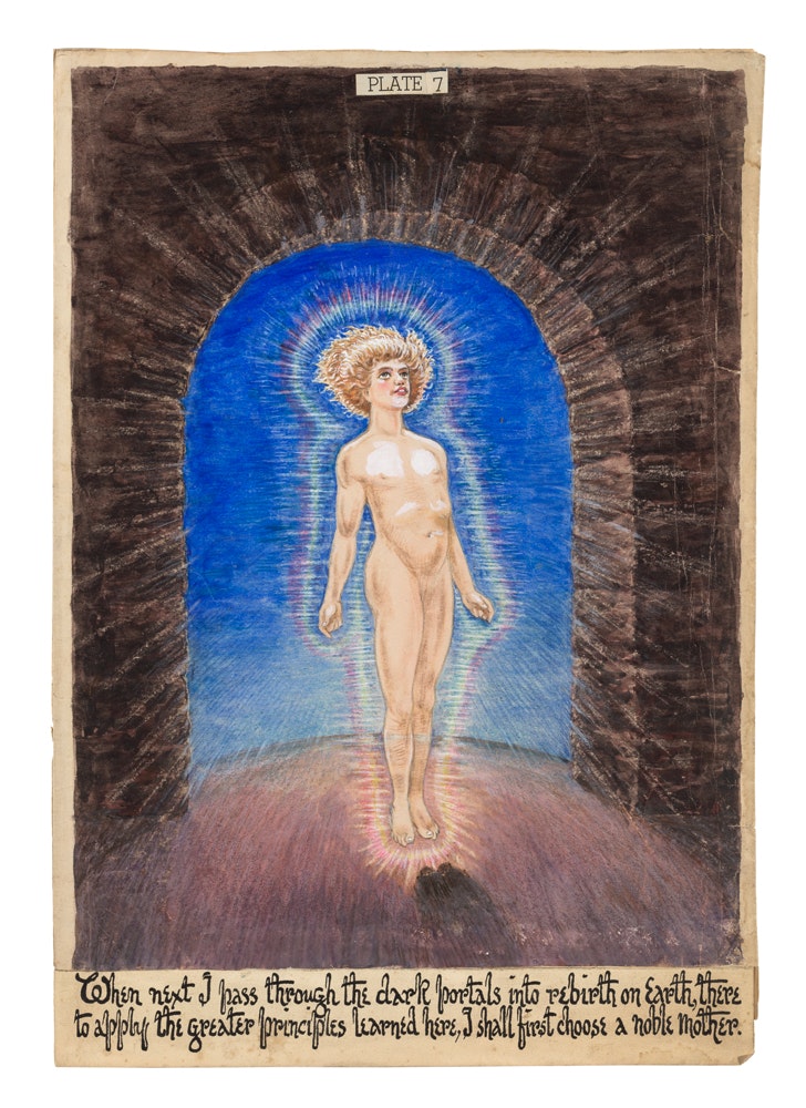Grant Wallace, <em>Rebirth on Earth,</em> ca. 1919 - 1925. Watercolor, gouache, and ink on paper, 18 x 12 3/4 inches. Courtesy Ricco/Maresca Gallery.